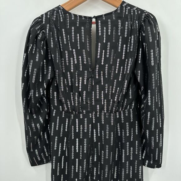 Express Dress Medium Black Silver Midi Cocktail Party Wedding Guest Elegant $118 - Picture 5 of 9